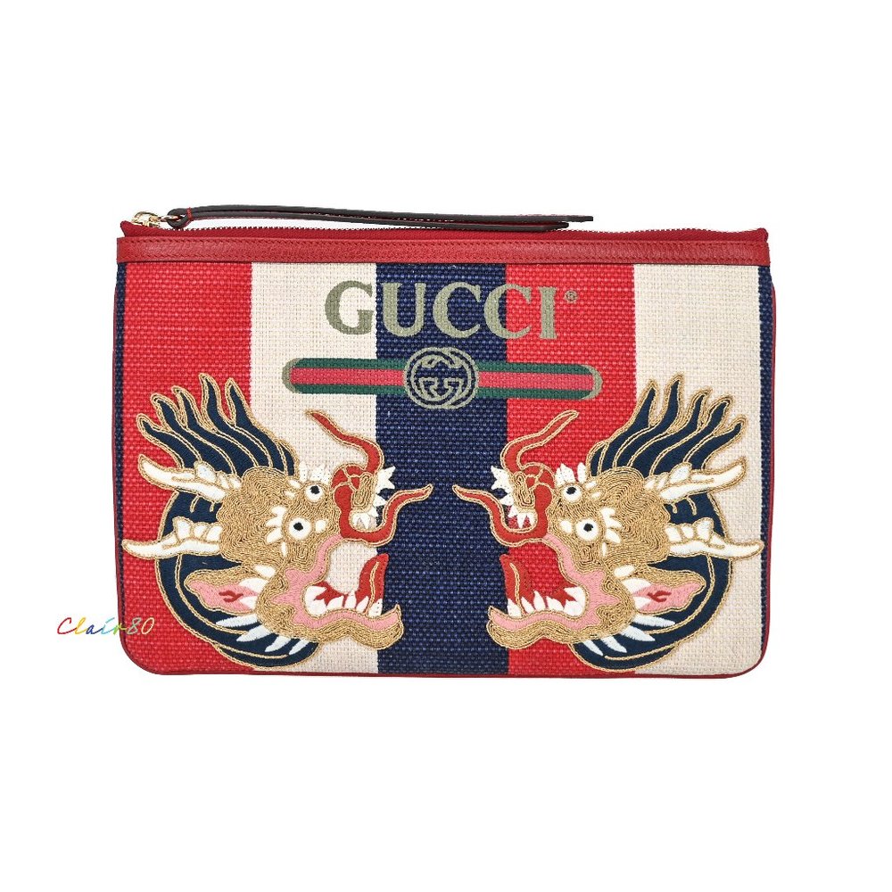 Gucci Red and Blue Dragon Clutch